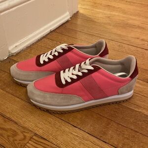 J. Crew Red and Pink Sneakers